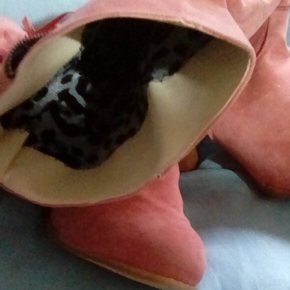 Women's pink faux suede cowgirl boots sz 39 New no tags!! - Picture 7 of 8